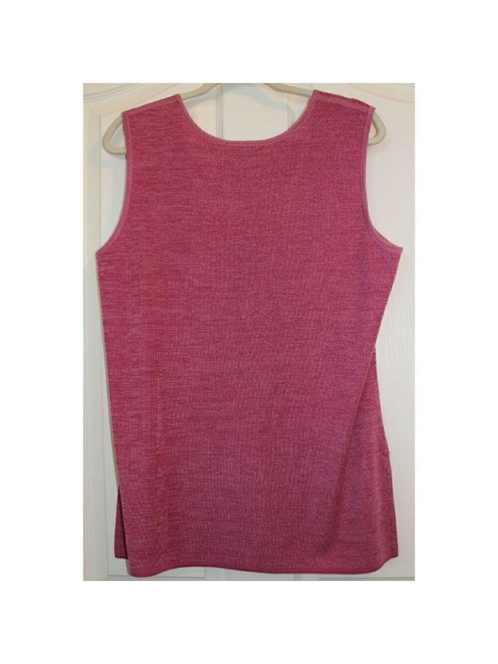 Knit Top Sleeveless Pink Wrinkle Free Tunic Side Slits - Picture 2 of 2